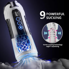 Load image into Gallery viewer, 9-modes: sucking, vibrating thrusting, male heated pocket-type vaginal oral sex masturbator