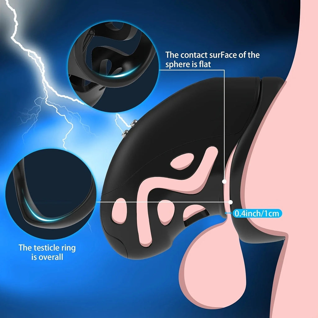 App-gesteuertes E-stim Keuschheitskäfig Peniskäfig Penis Bondage mit 10 Frequenz