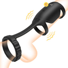 Load image into Gallery viewer, Triple Ring 10 Vibration Couples Use Silicone Material Vibrating Cock Ring