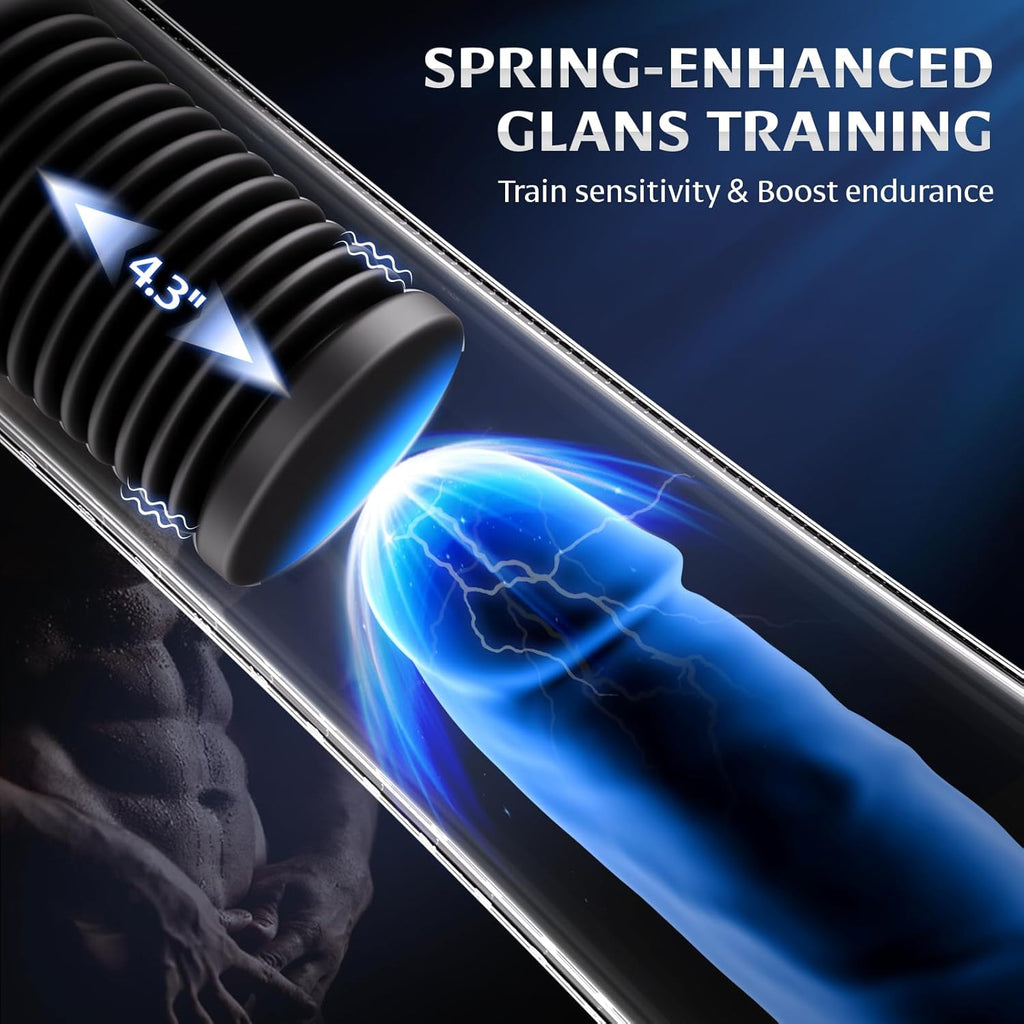9 Vibrating Spring & 5 Vacuum Suction Penis Pump with 2 Switchable Sleeves